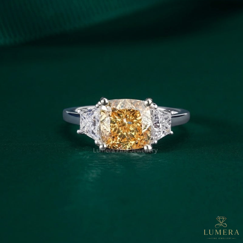 yellow diamond ring with two tone engagement ring.