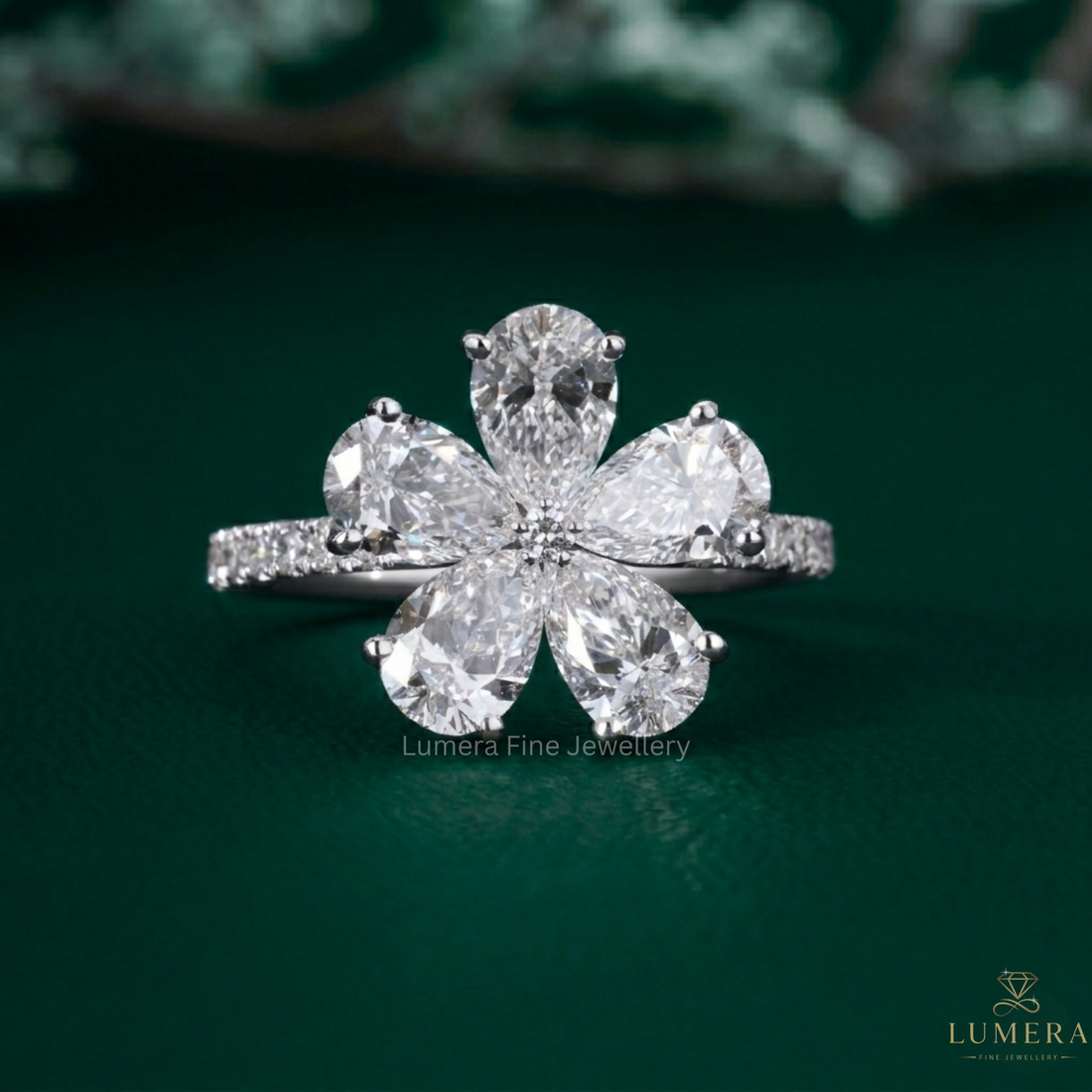 flower shaped diamond ring with nature inspired ring.