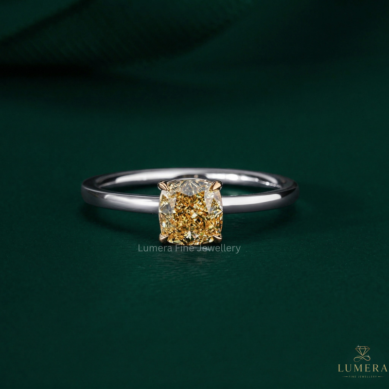 Solitaire engagement ring with Cushion solitaire ring.