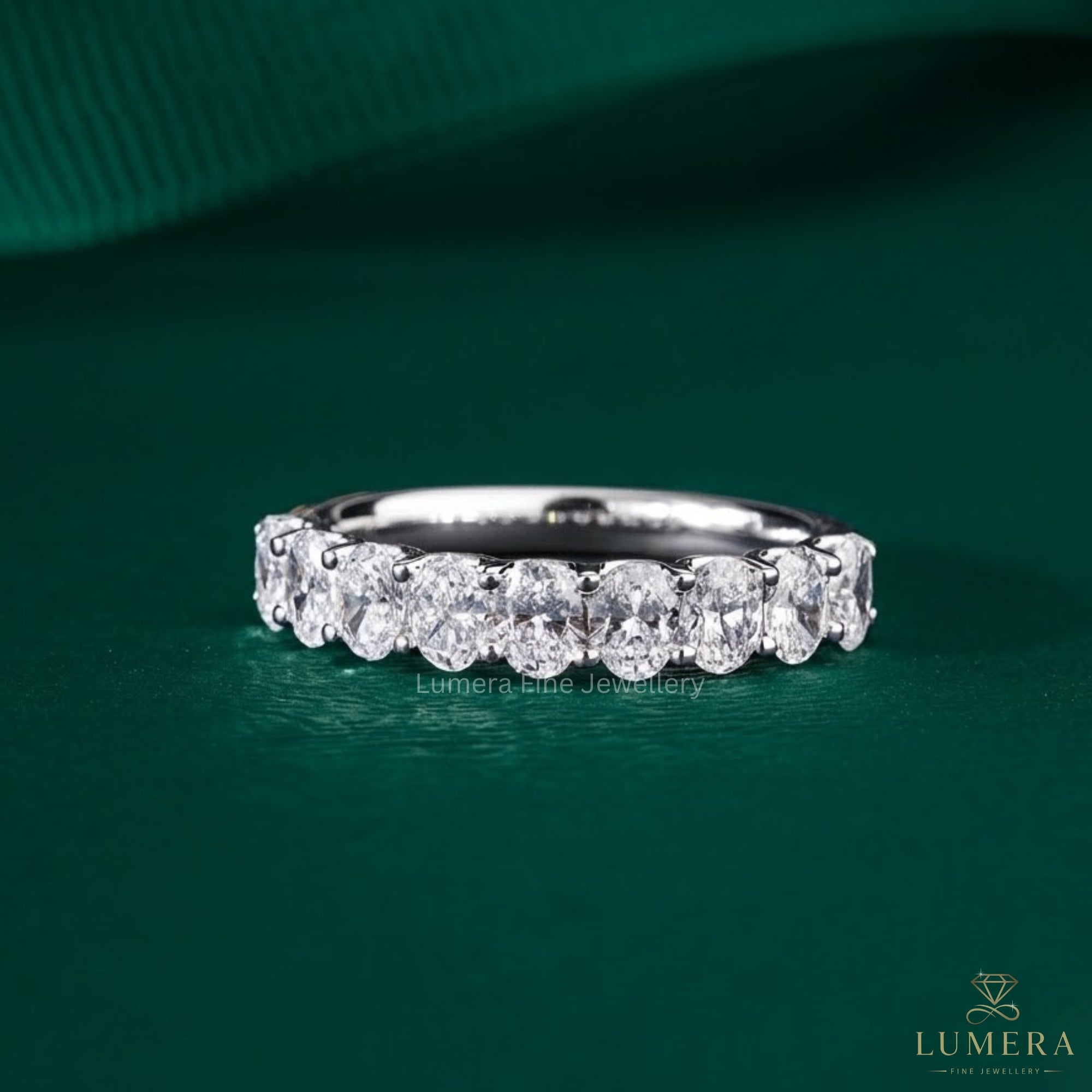 1.25 TCW Oval Cut Lab Grown Diamond Sparkle Wedding Band