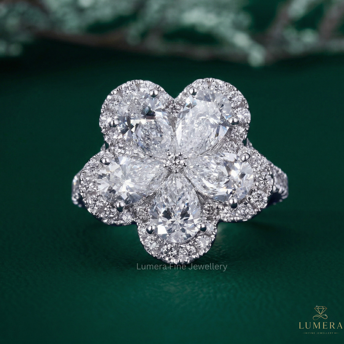 flower shaped engagement ring with nature inspired engagement ring.