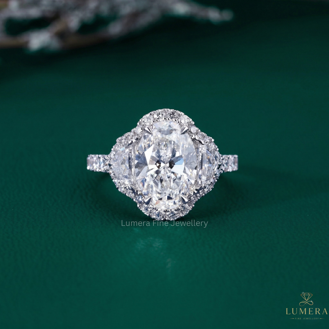 oval diamond ring with three stone oval engagement ring.