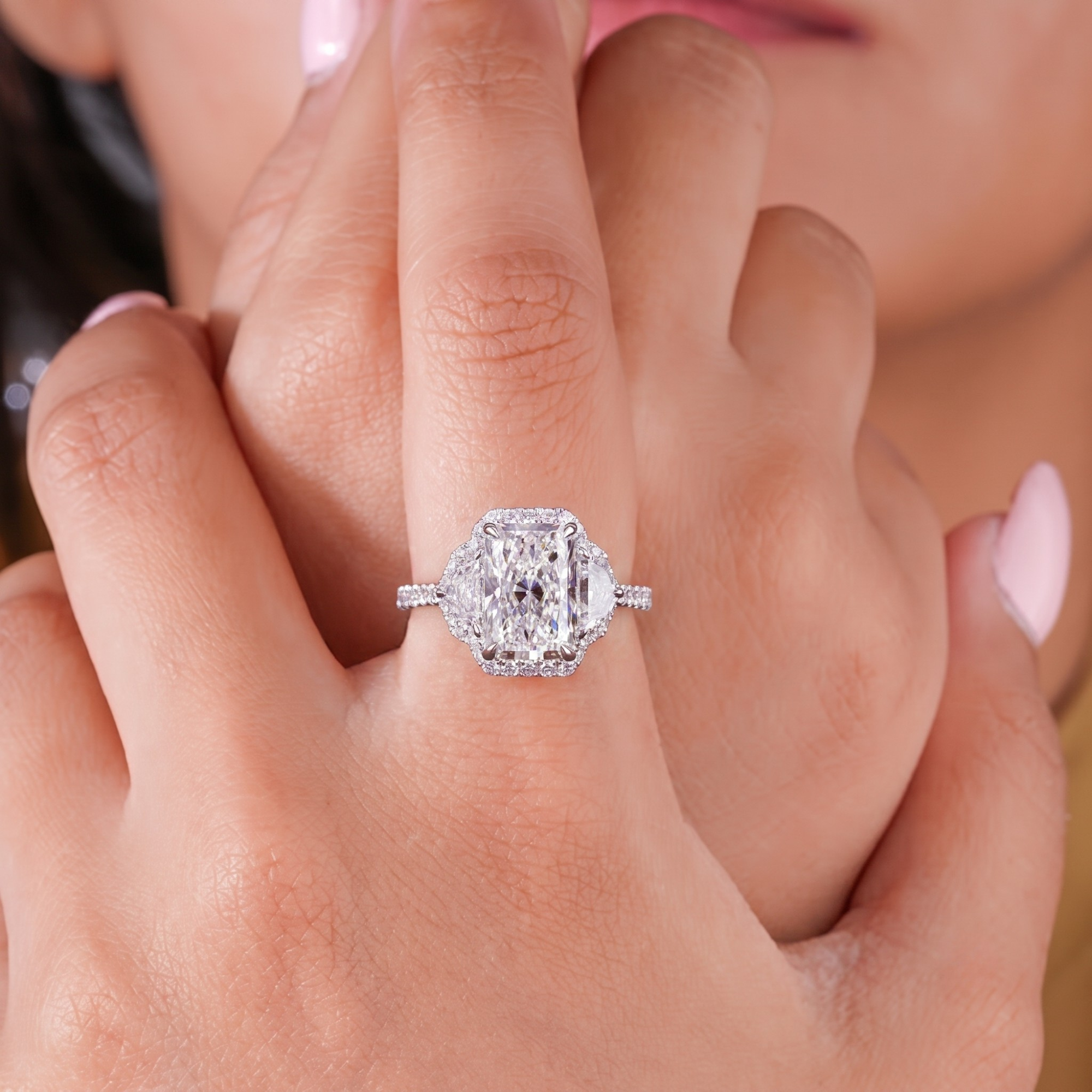 halo setting ring with pave diamond ring.
