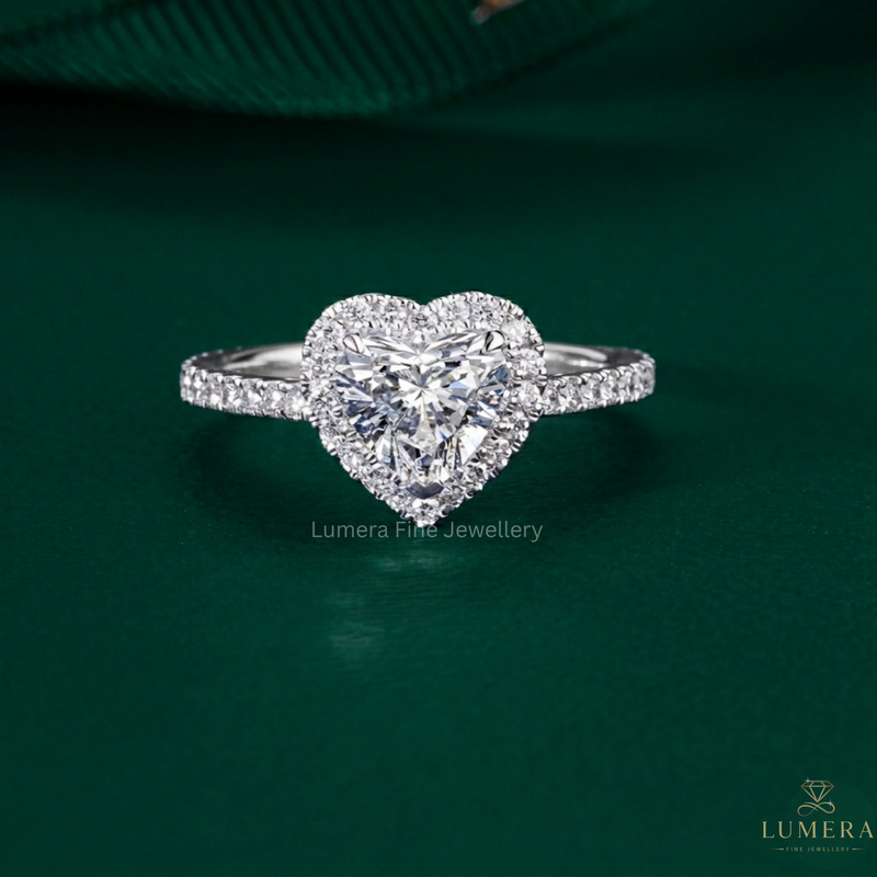 heart diamond engagement ring with halo setting engagement ring.
