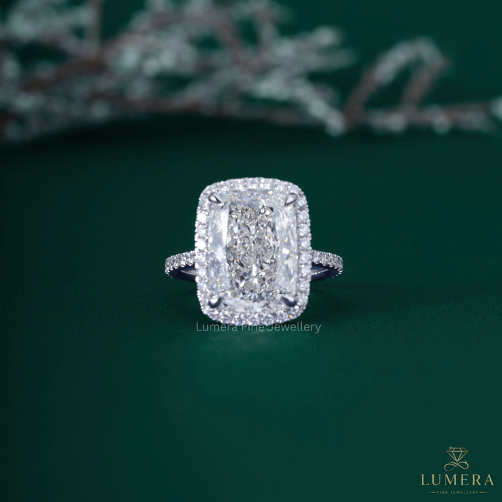 Cushion cut diamond ring with cushion diamond engagement ring.