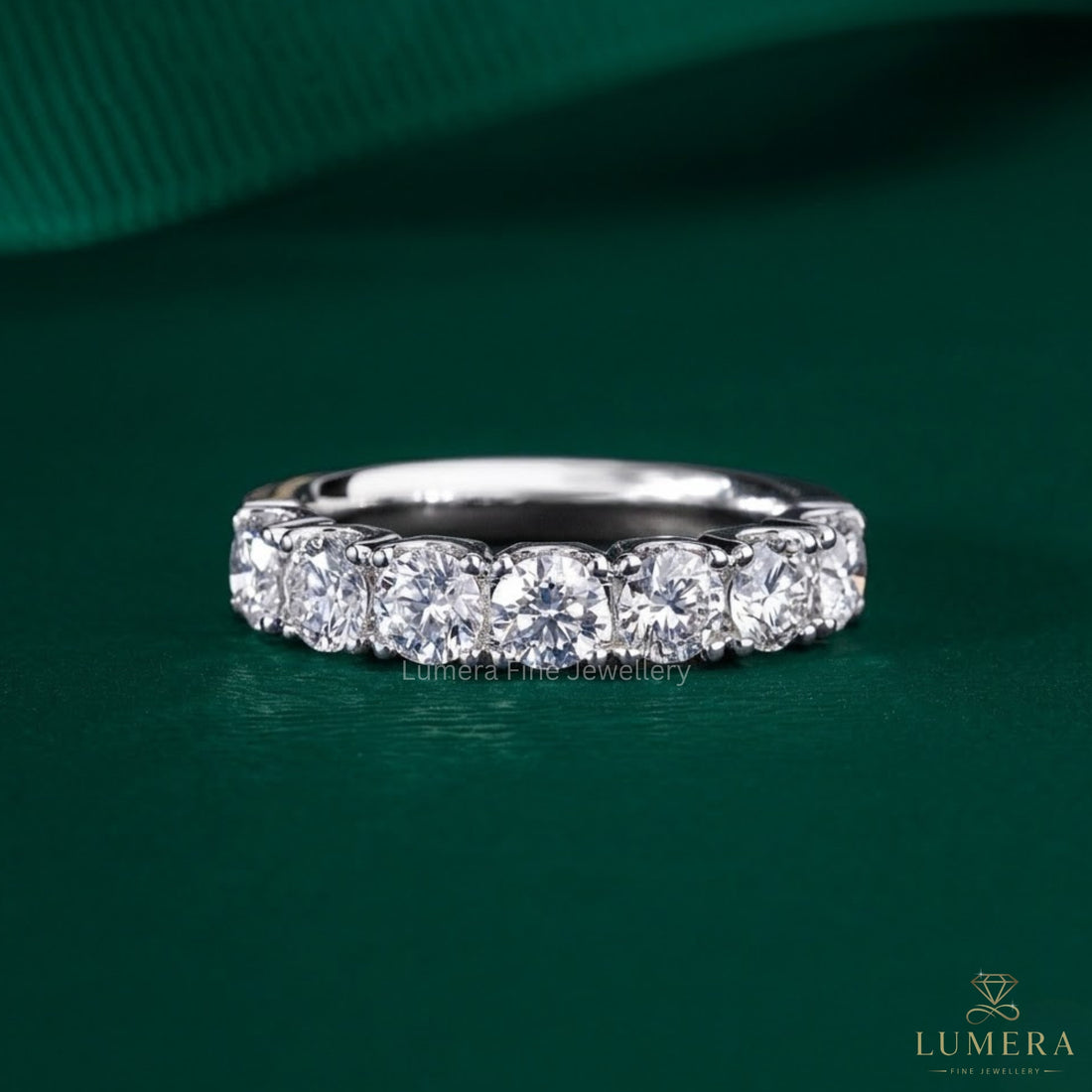 1.5 TCW Round Brilliant Lab Grown Diamond Semi-Eternity Solid Gold Engagement Band