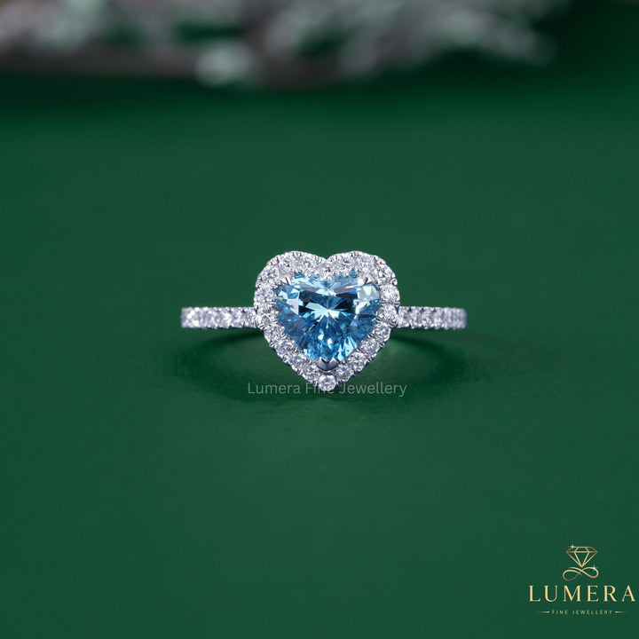 Heart diamond engagement ring with heart diamond ring.