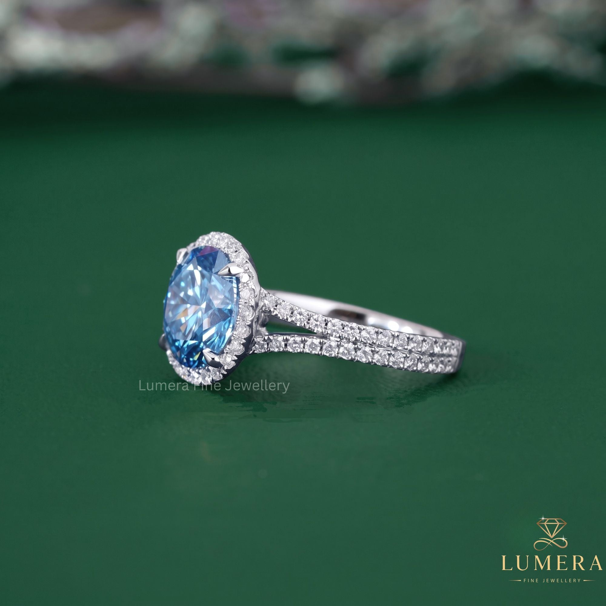 Round diamond engagement ring with halo engagement ring.