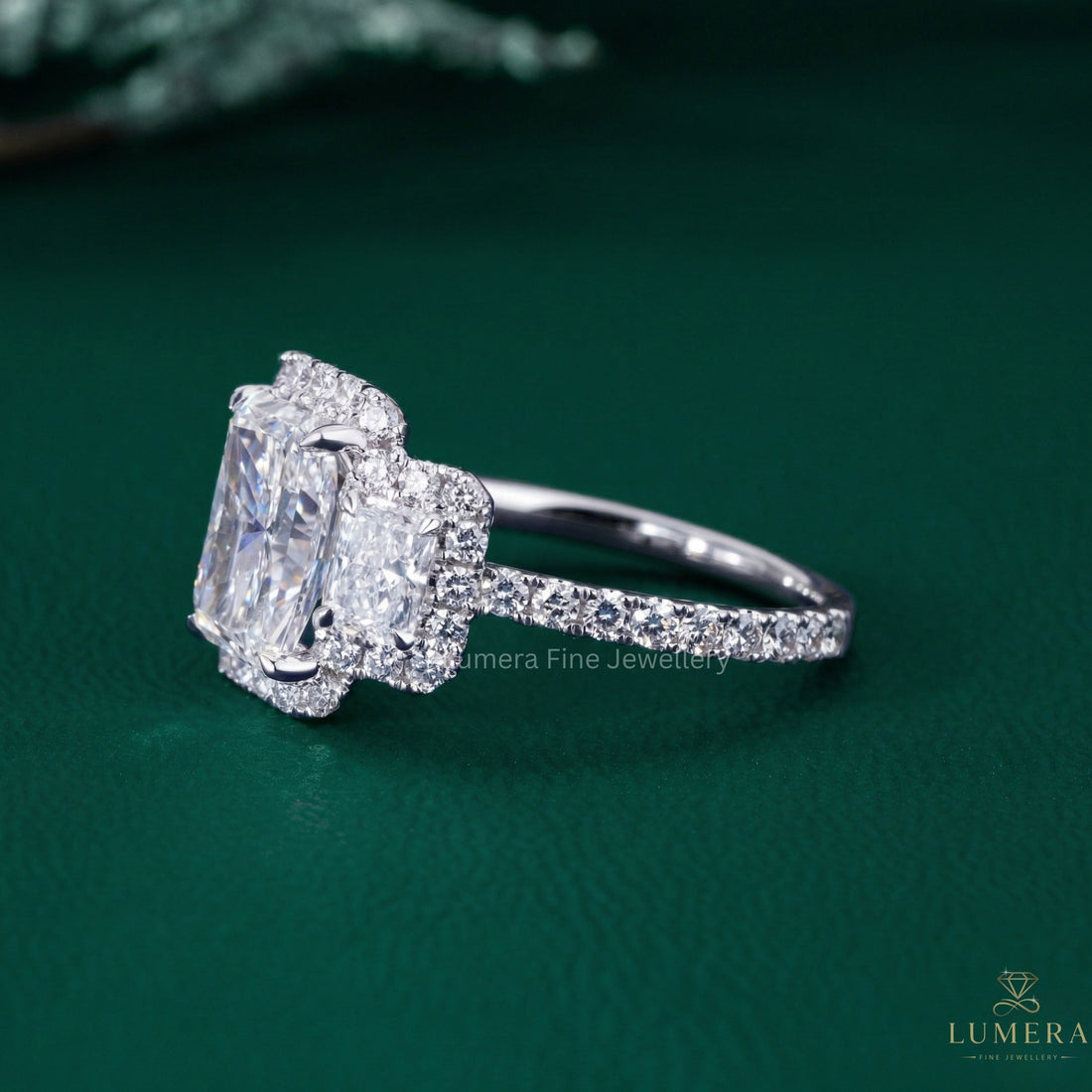three stone diamond ring with three stone ring.
