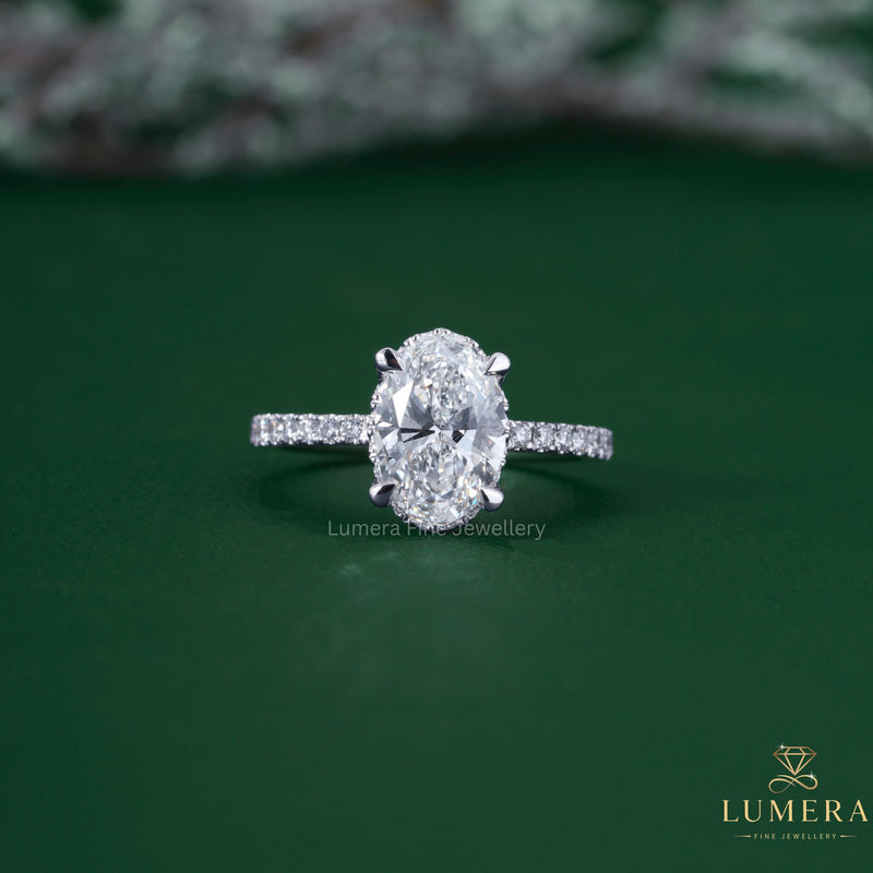 Oval diamond engagement ring with 5 ct oval diamond ring.