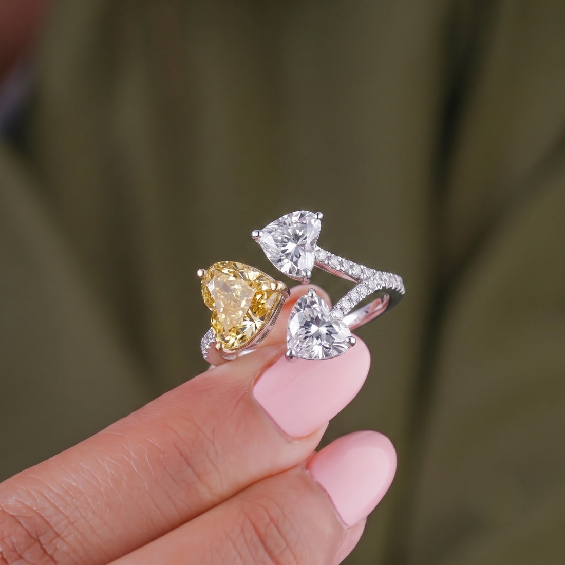 two tone gold ring with yellow gold prong setting.
