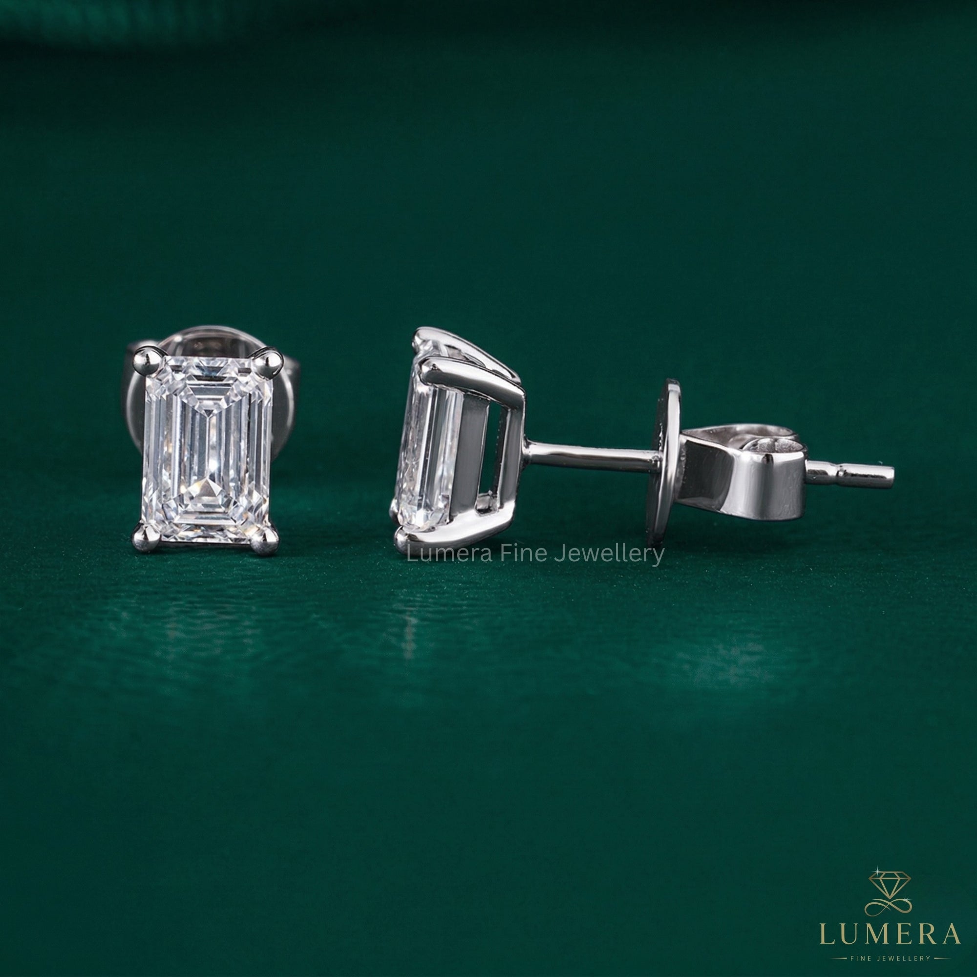 3.0 TCW Emerald Cut Lab Grown Diamond Stud Earrings