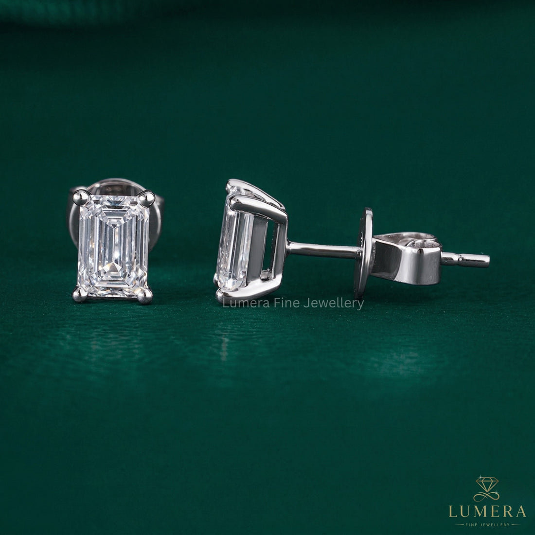 3.0 TCW Emerald Cut Lab Grown Diamond Stud Earrings