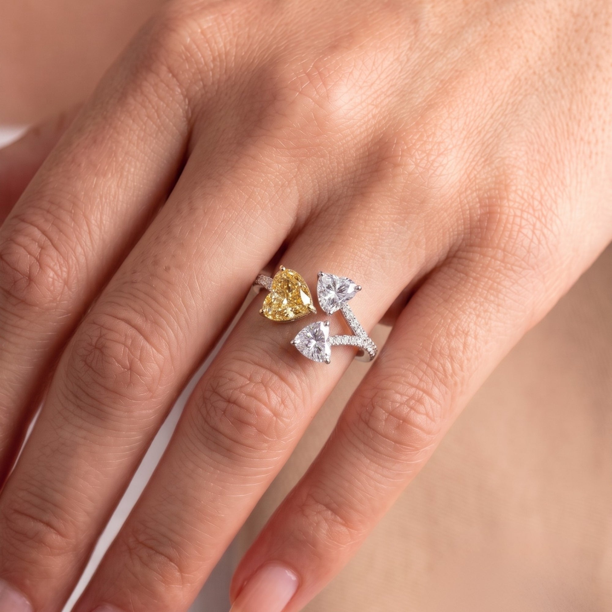 pave diamond ring with branch setting.
