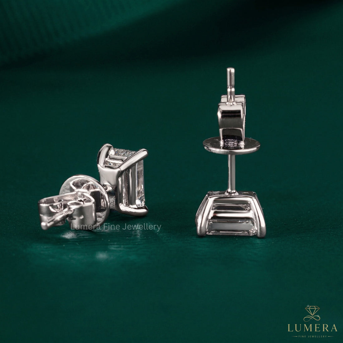 1.50 TCW Emerald Cut Lab Grown Diamond Stud Earrings