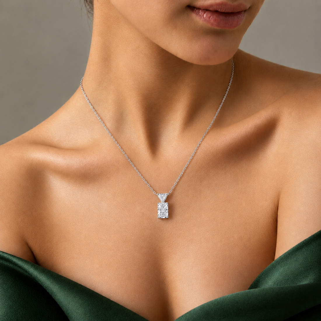 radiant cut diamond pendant with radiant diamond chain pendant.

