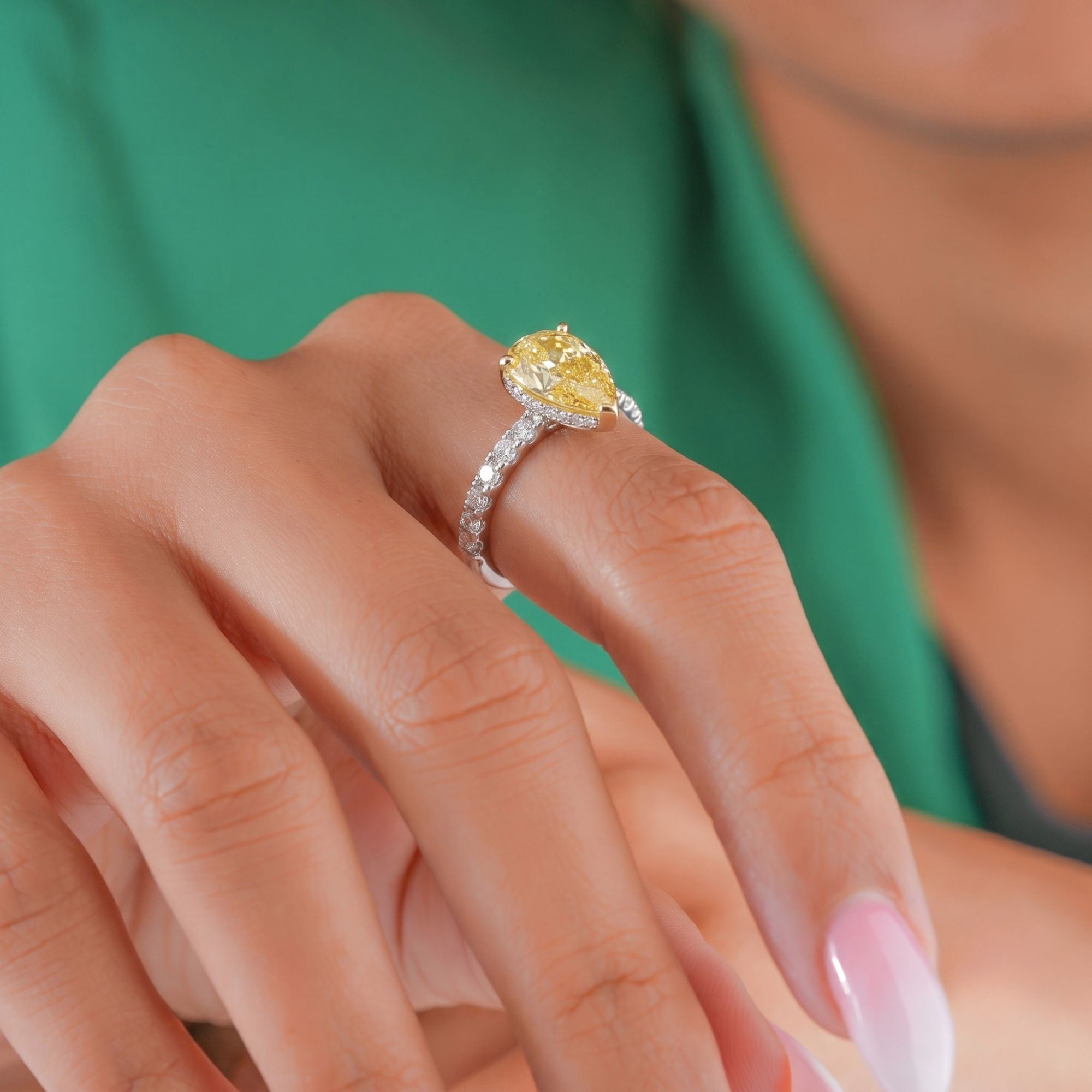 oval pave engagement ring with oval pave ring​.
