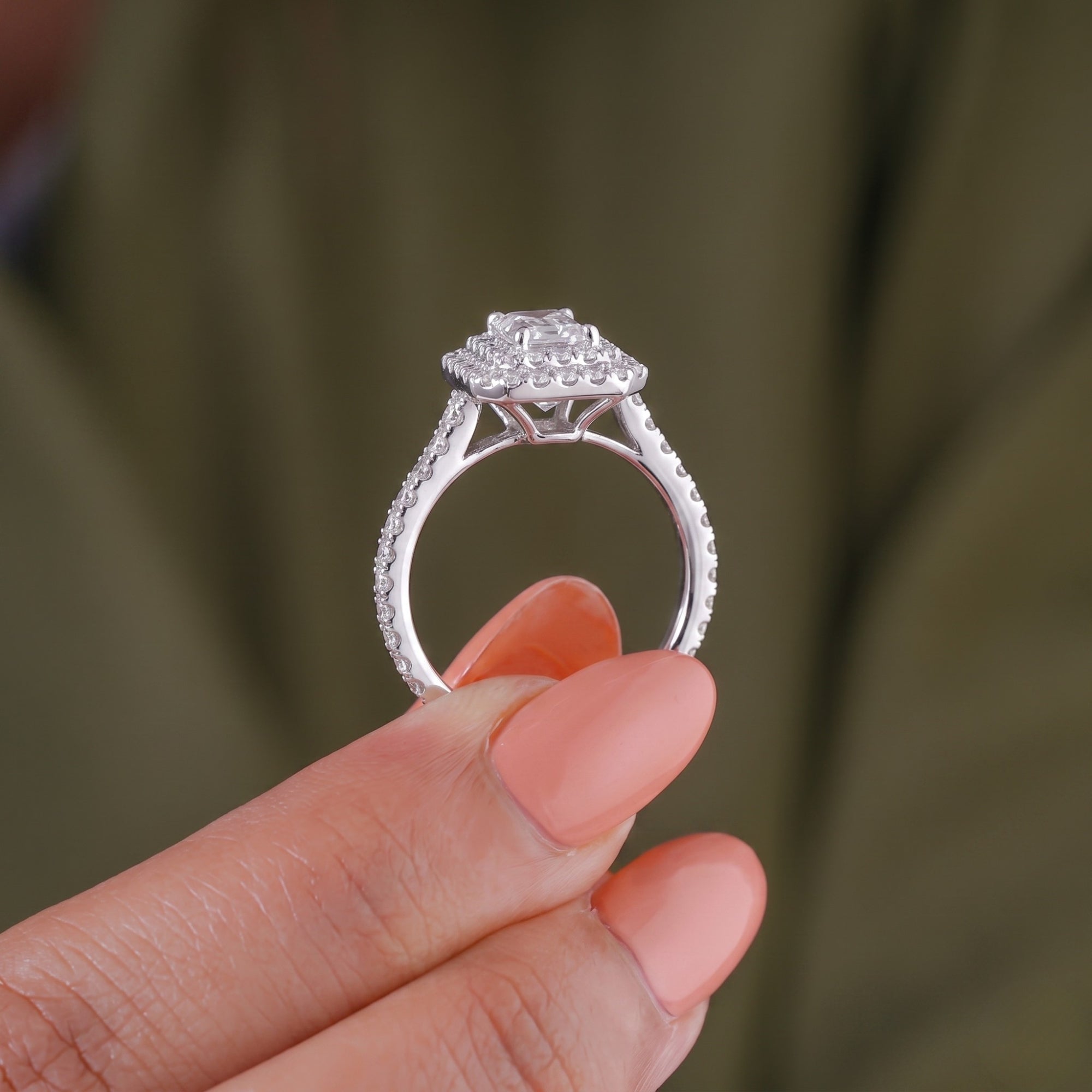 Pave diamond engagement ring with prong diamond ring.
