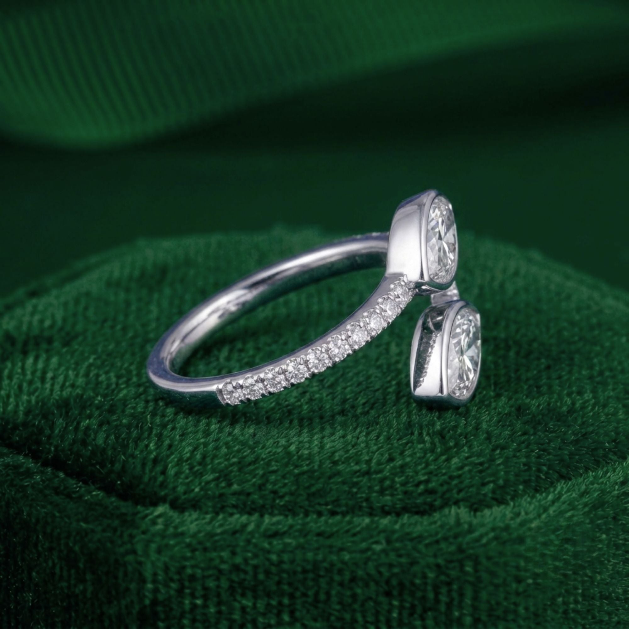 pave setting ring with toi et moi ring.
