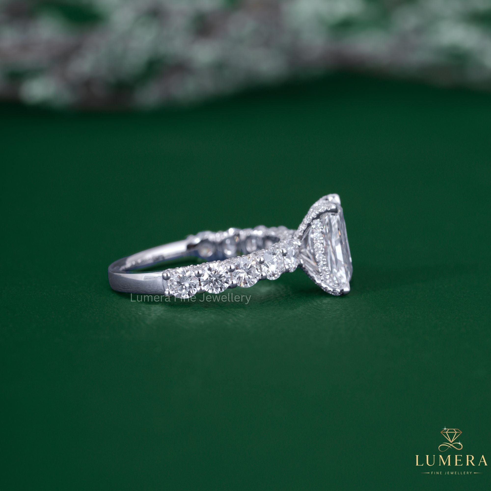 Pave setting ring with solid gold ring.