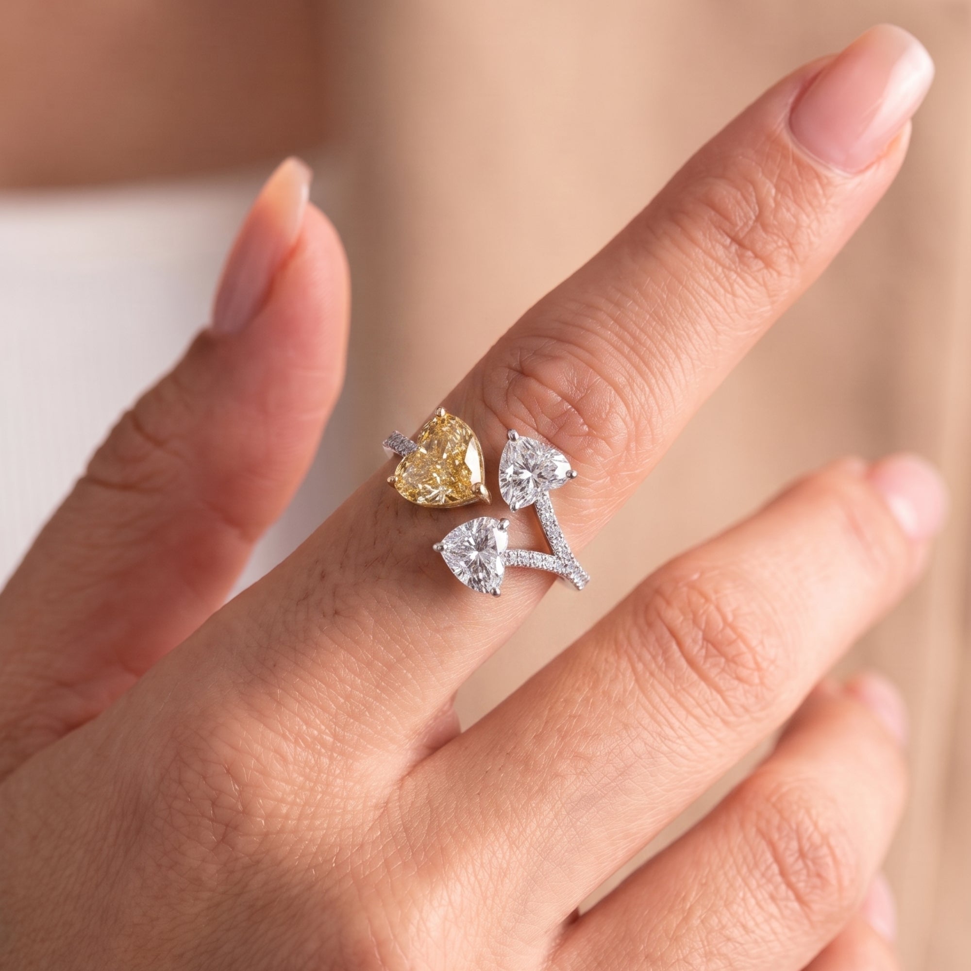 pave setting ring with yellow diamond ring.
