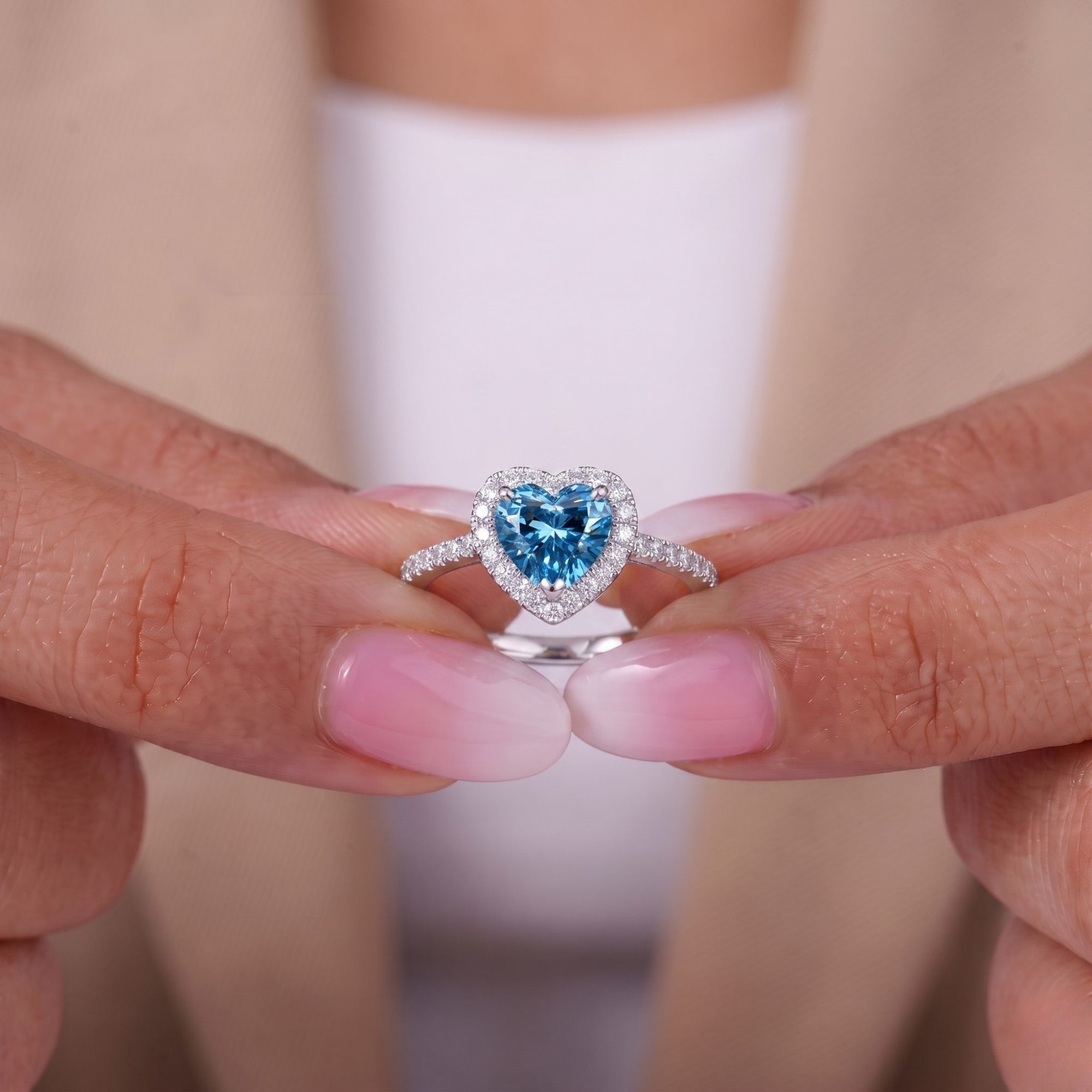 Heart Diamond Ring with color stone ring.

