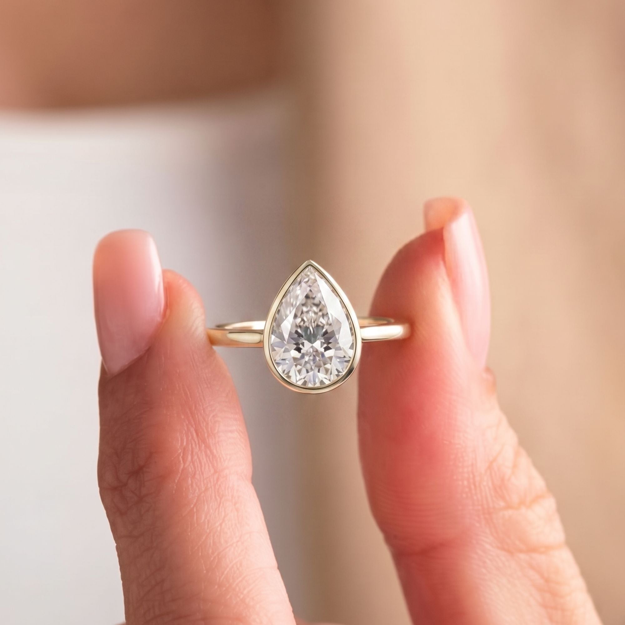 Open bezel ring setting with open bezel engagement ring.
