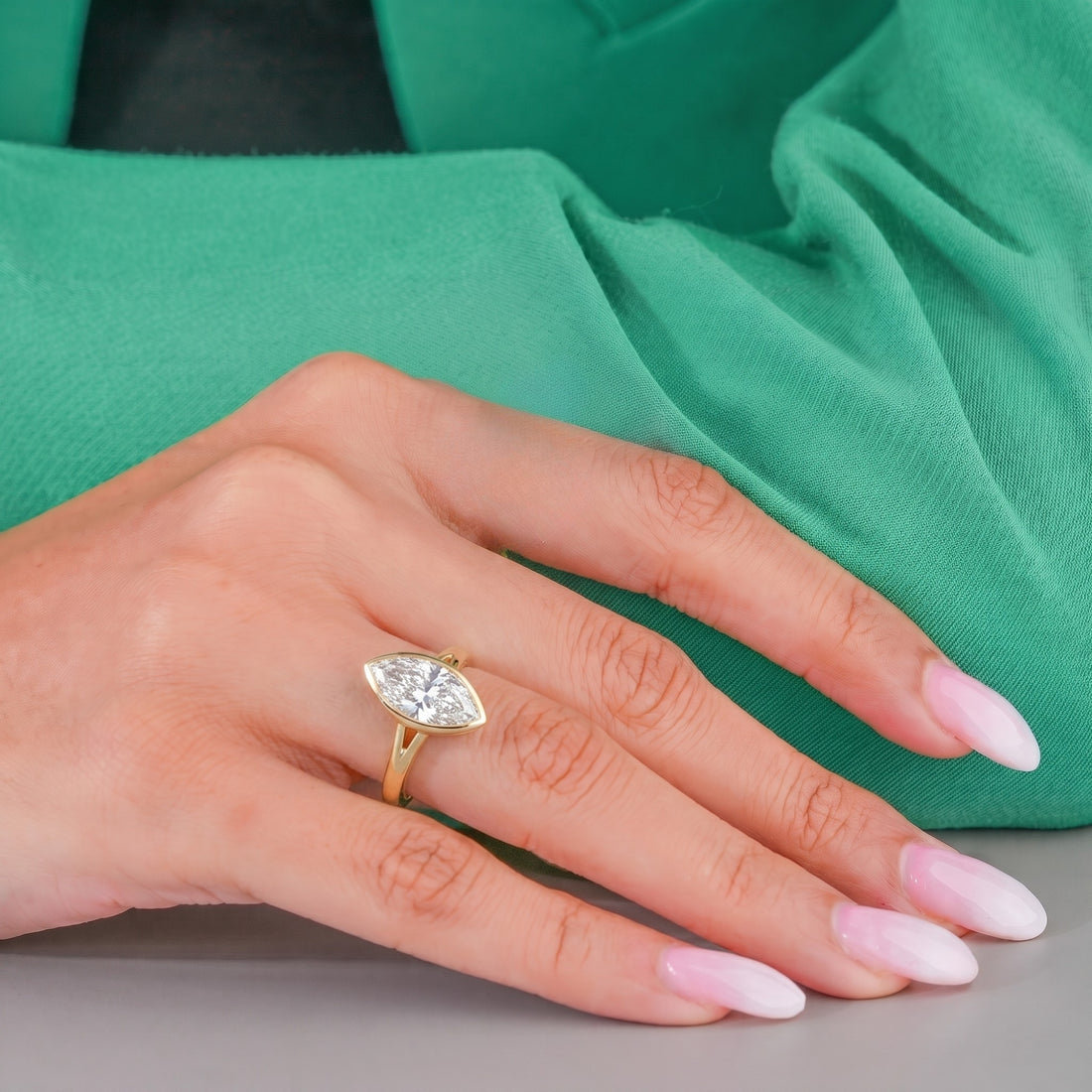 Open Bezel Solitaire Marquise Engagement Ring