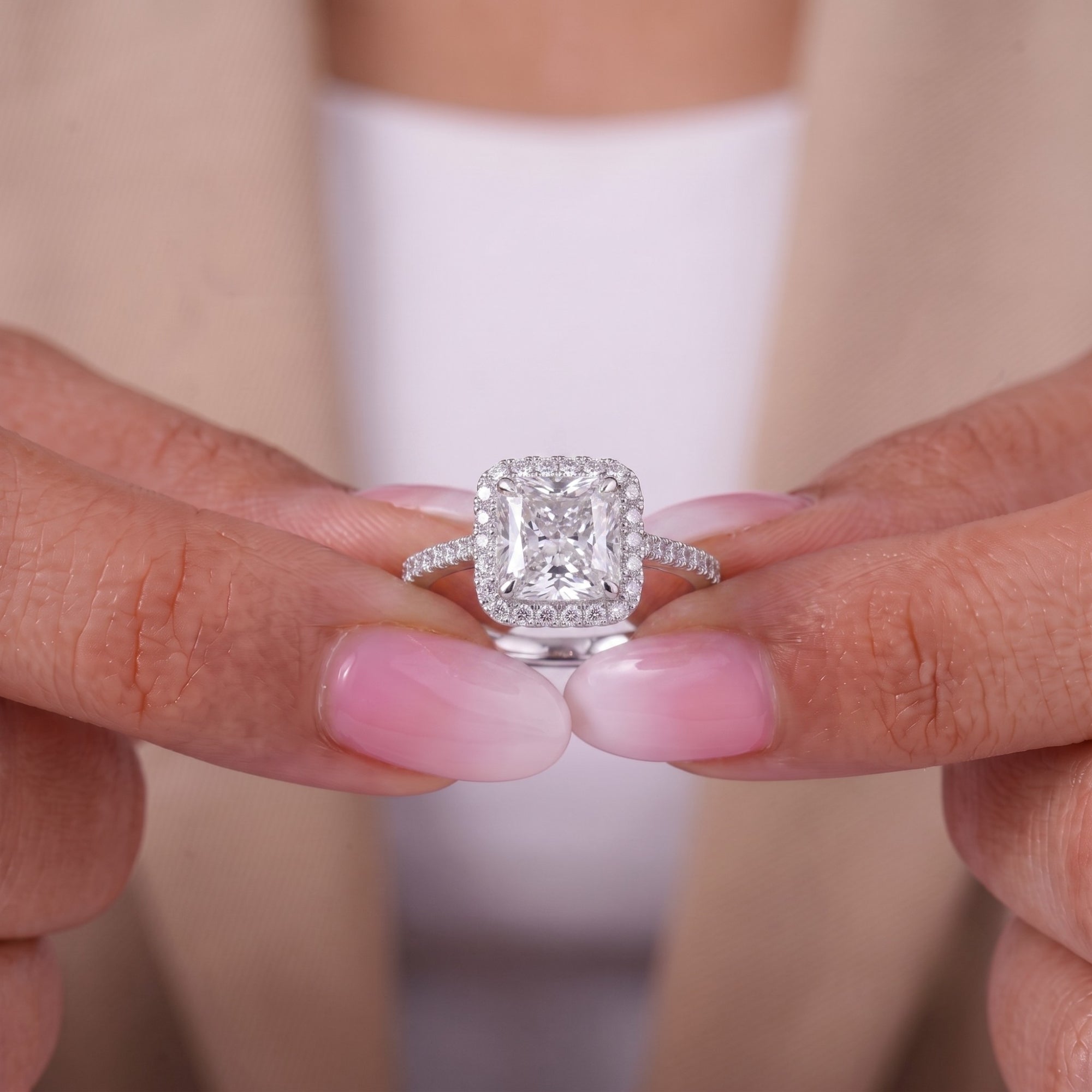 halo ring with cathedral ring setting.
