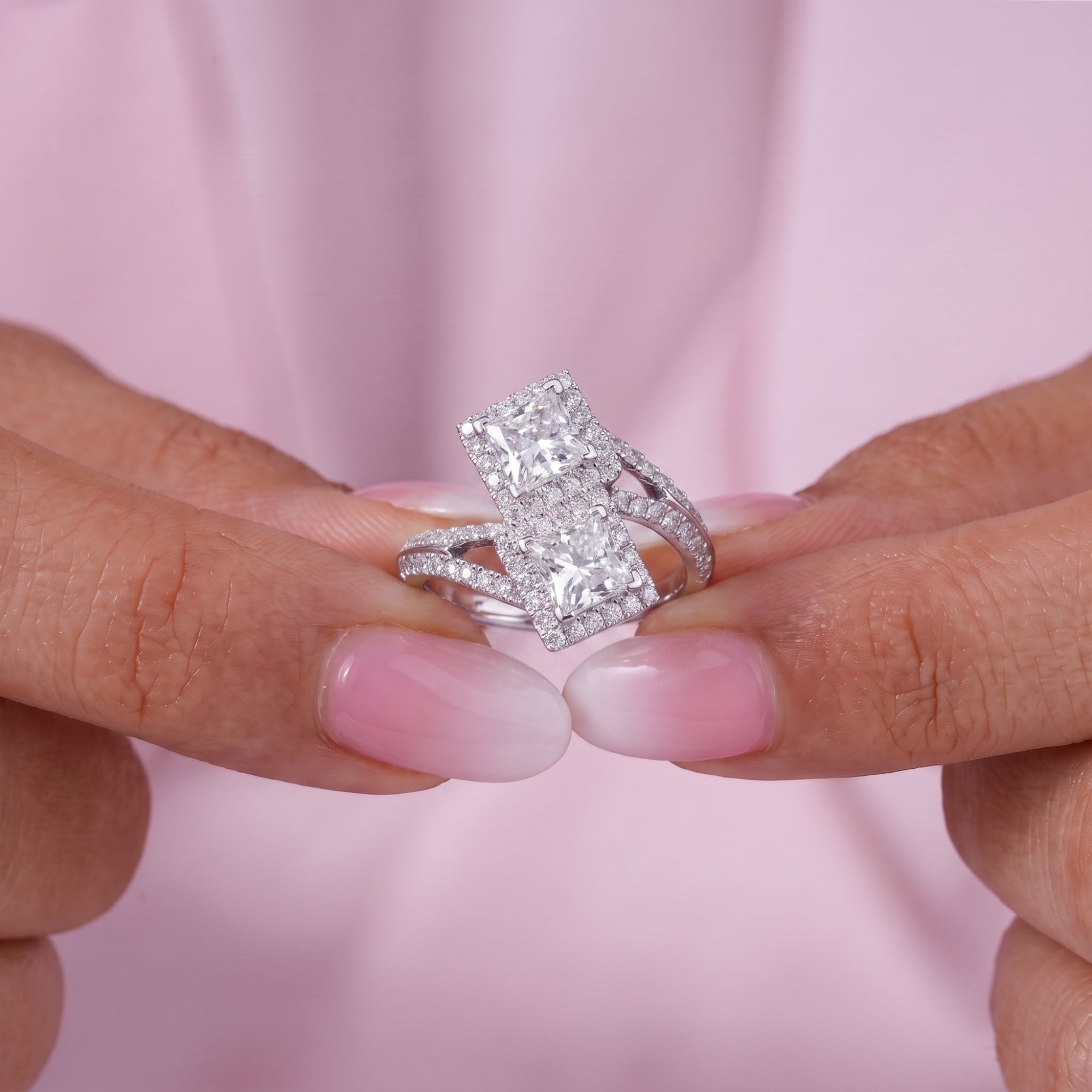 two stone ring with split shank setting.
