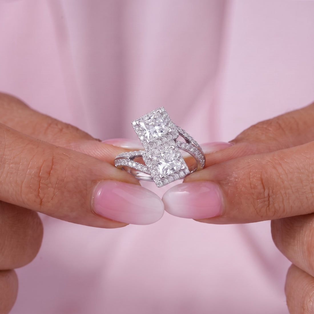 two stone ring with split shank setting.
