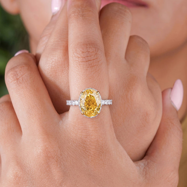 colored diamond engagement ring with diamond color ring.
