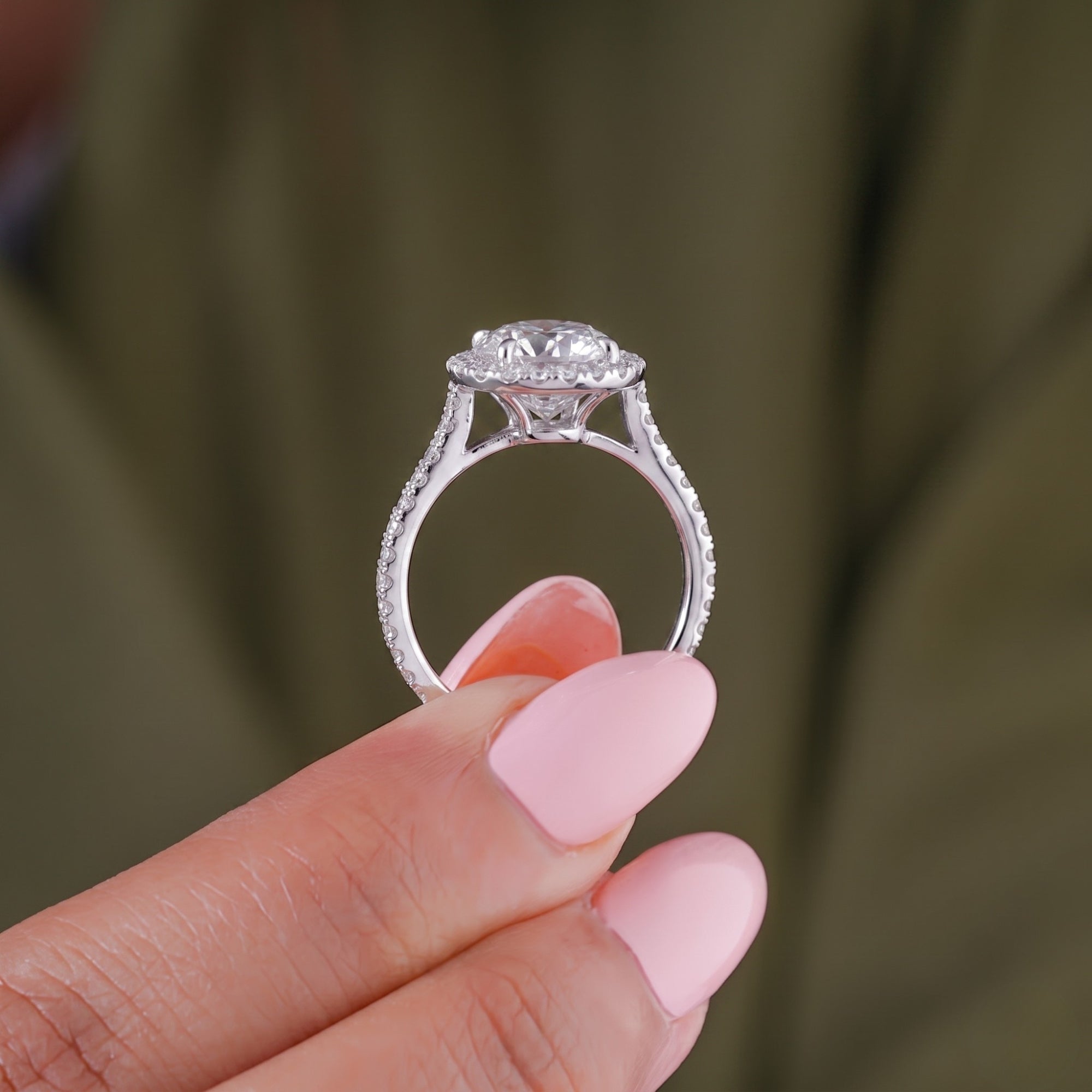 Cathedral setting with pave engagement ring.
