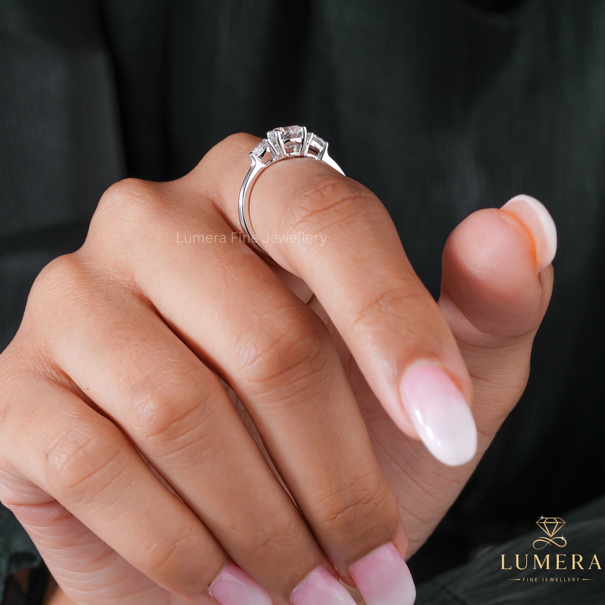 round cut ring with solid gold ring.
