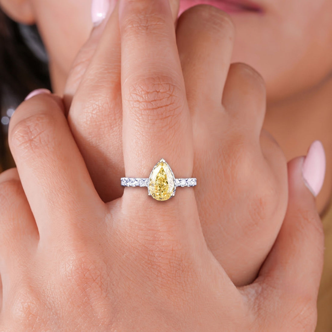 customized ring with lab grown diamond.
