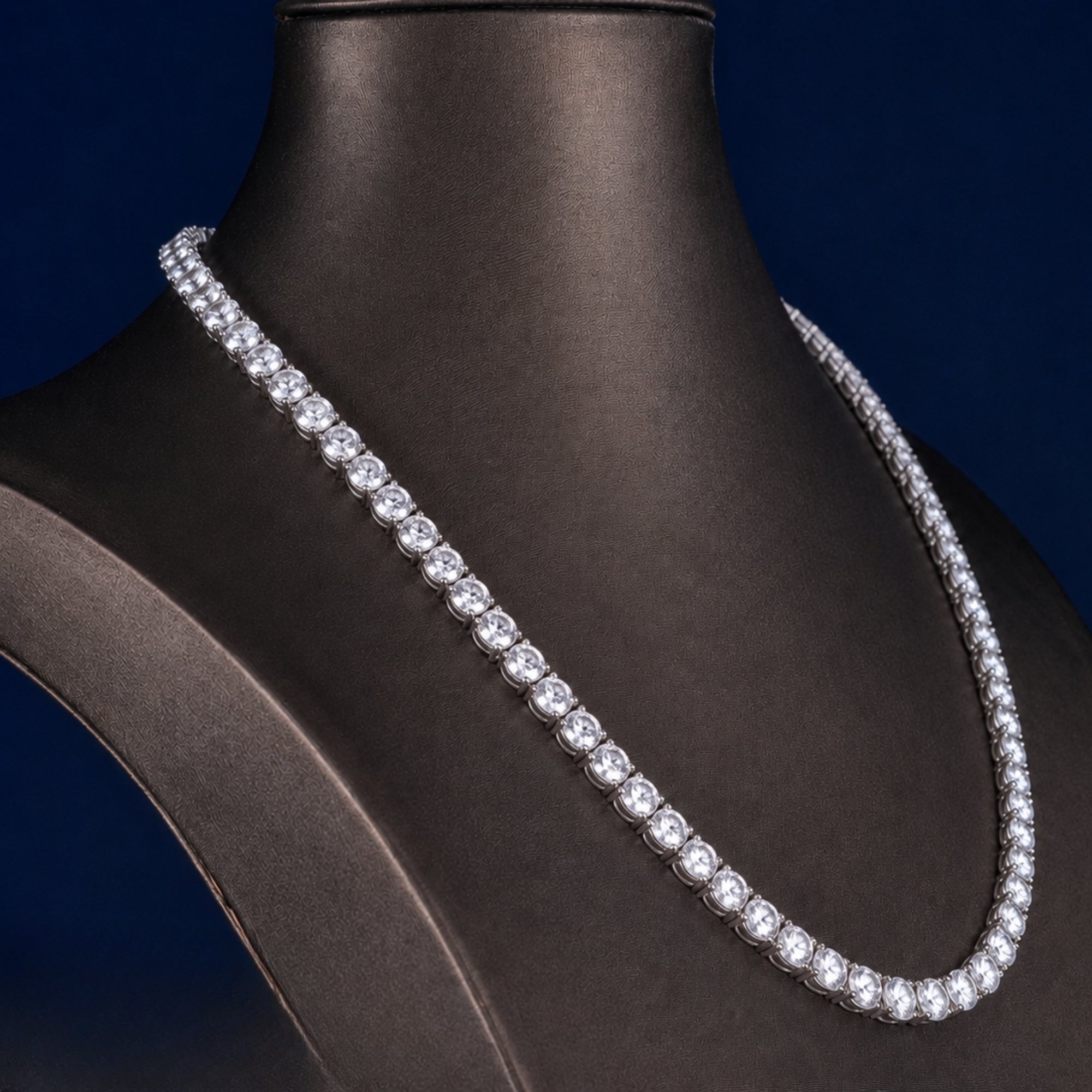 diamond tennis necklace with solid gold necklace.
