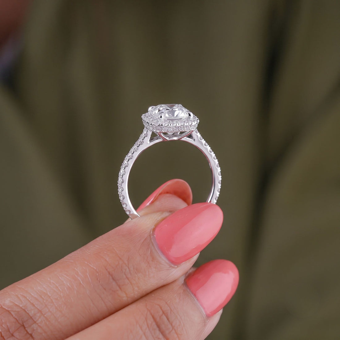 customized ring with lab grown diamond.
