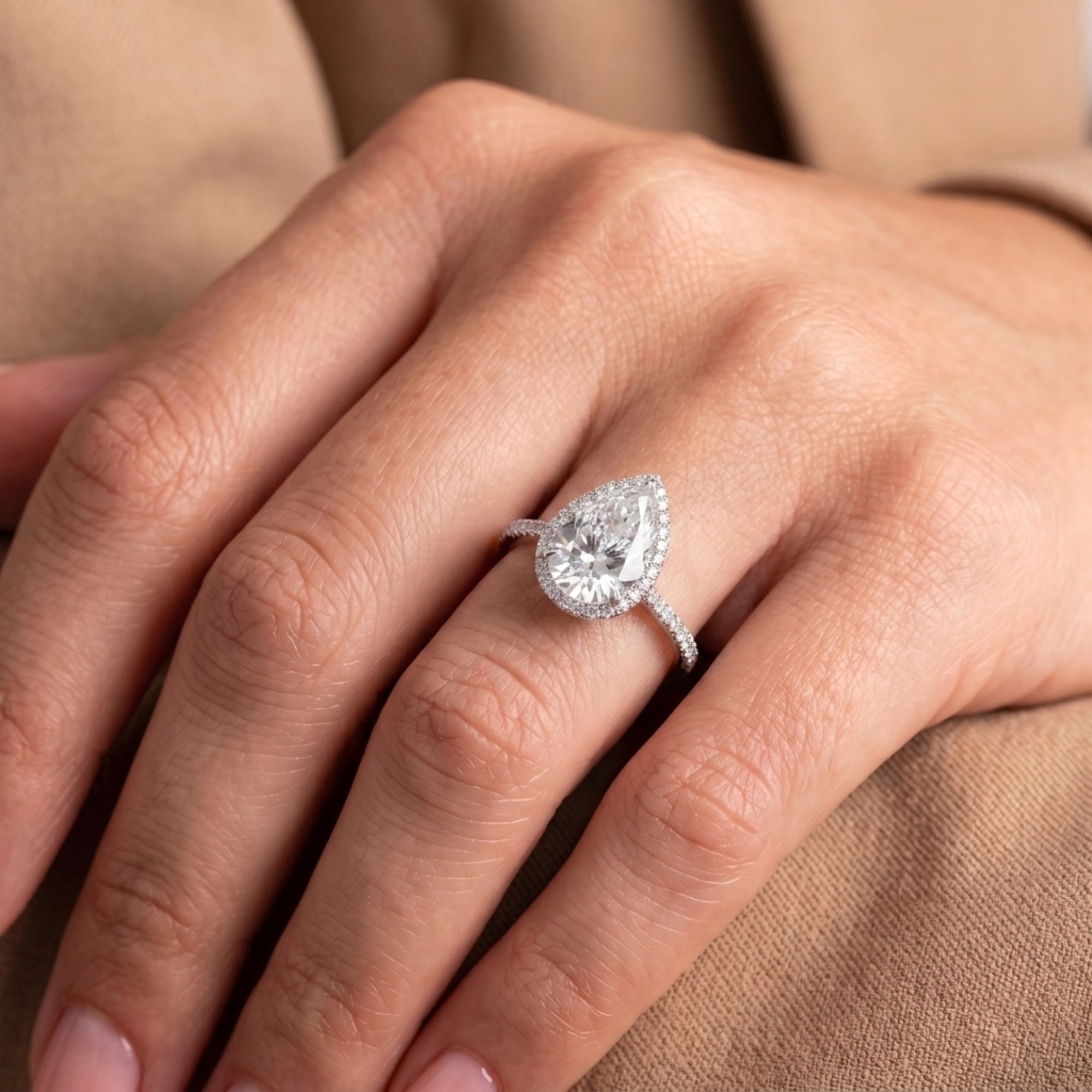 Cathedral setting ring with pave diamond ring.

