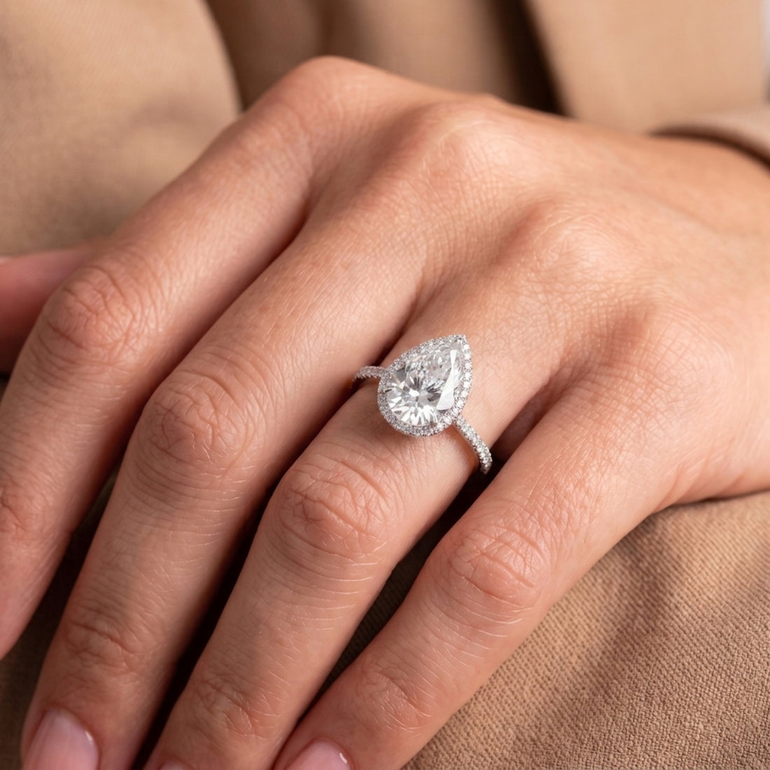 Cathedral setting ring with pave diamond ring.
