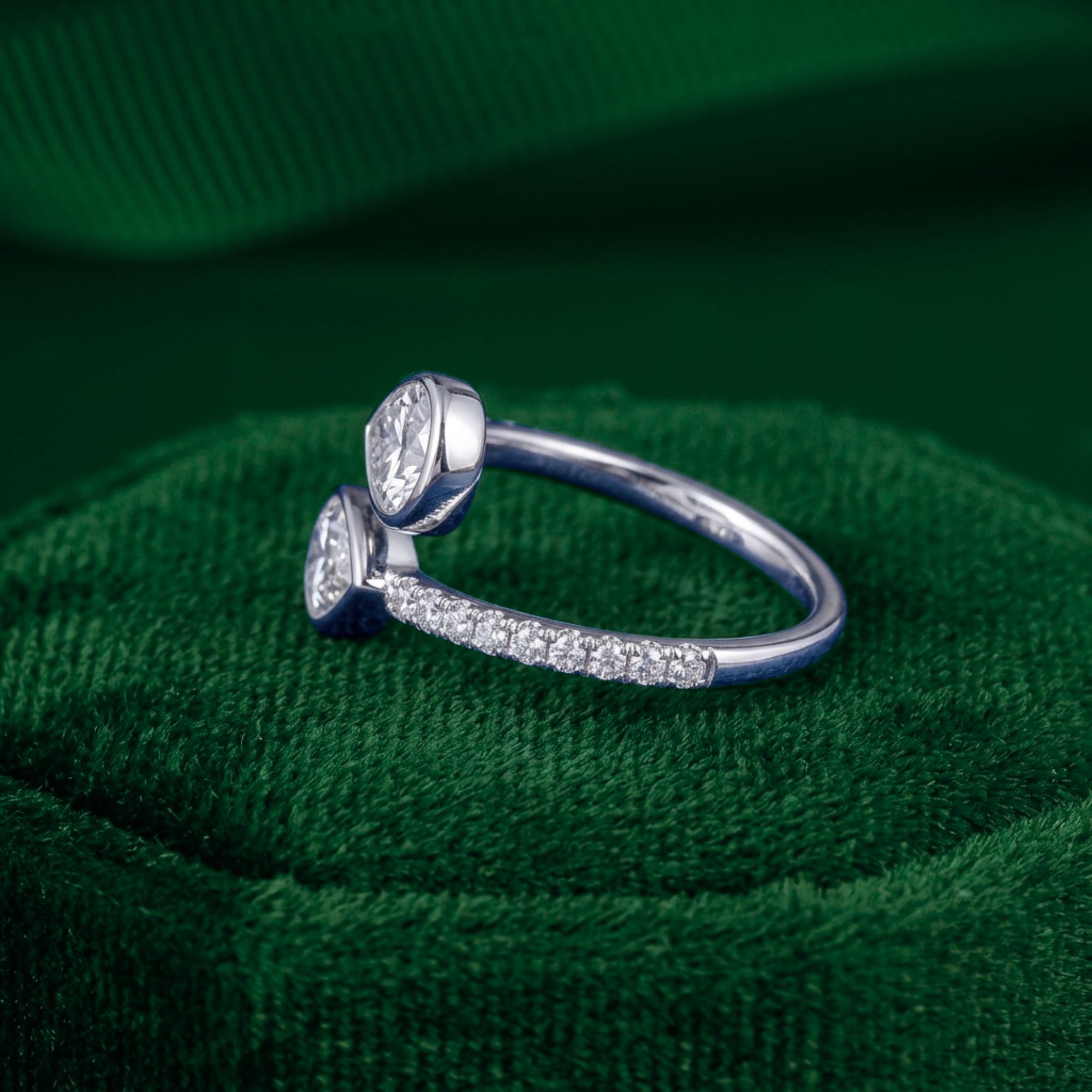 pave setting ring with pave engagement ring.
