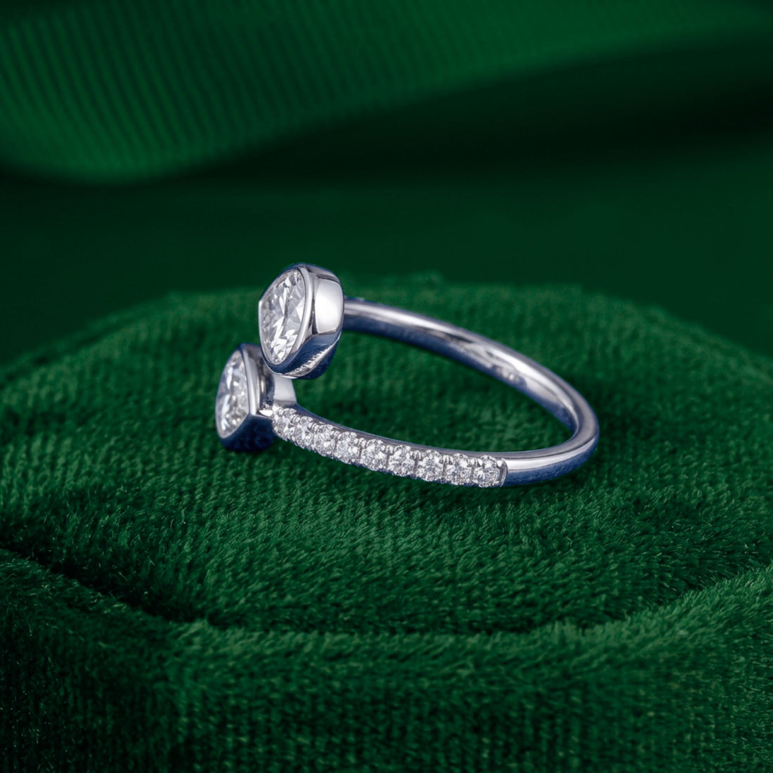 pave setting ring with pave engagement ring.
