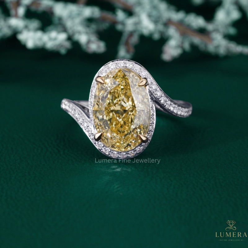 Yellow Oval Lab Grown Diamond Engagement Ring
