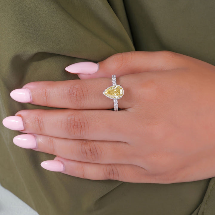 colored diamond engagement ring with diamond color ring.

