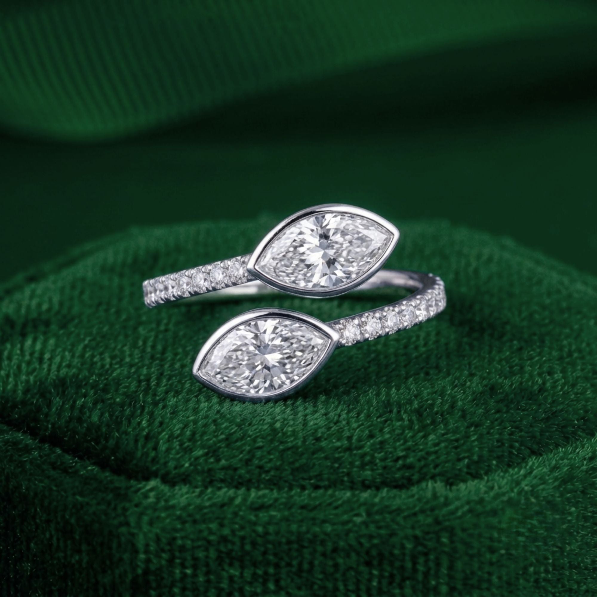 bezel marquise ring with bezel setting.
