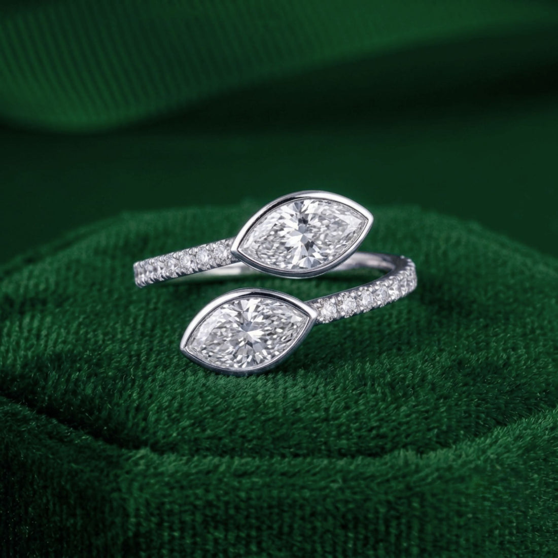 bezel marquise ring with bezel setting.
