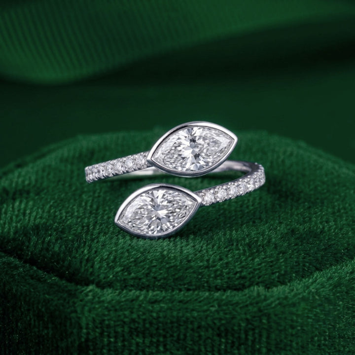 bezel marquise ring with bezel setting.
