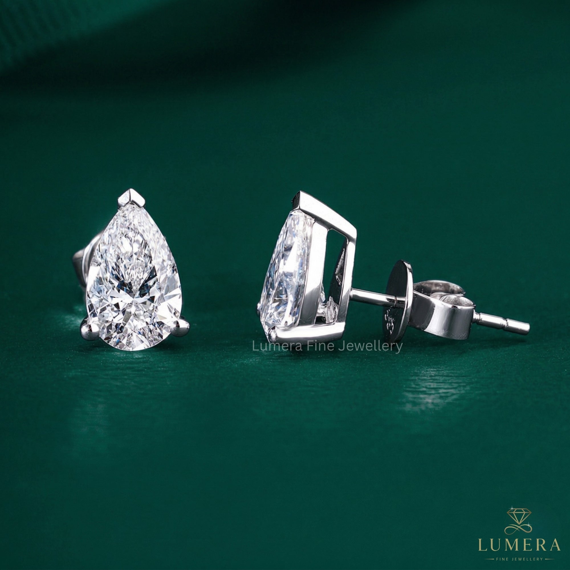 2.00 TCW Pear Cut Lab Grown Diamond Stud Earrings