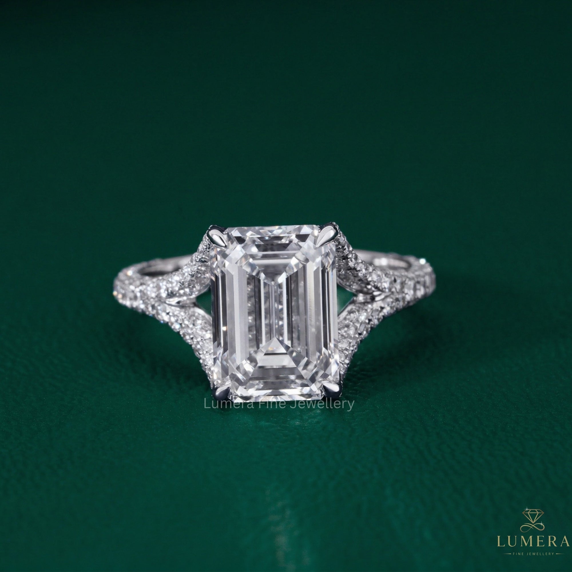 emerald cut diamond engagement ring with emerald diamond ring.