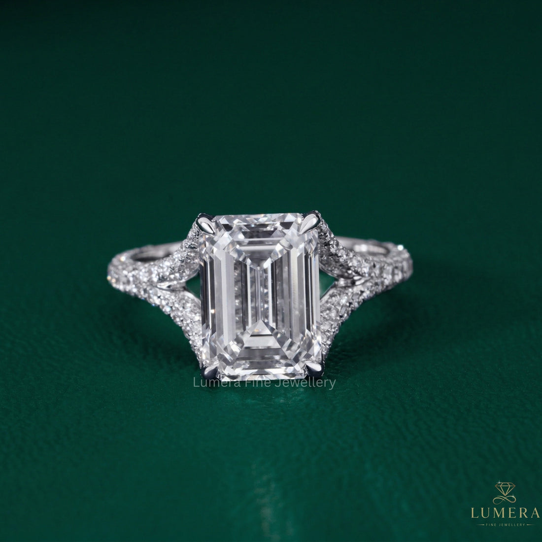 emerald cut diamond engagement ring with emerald diamond ring.