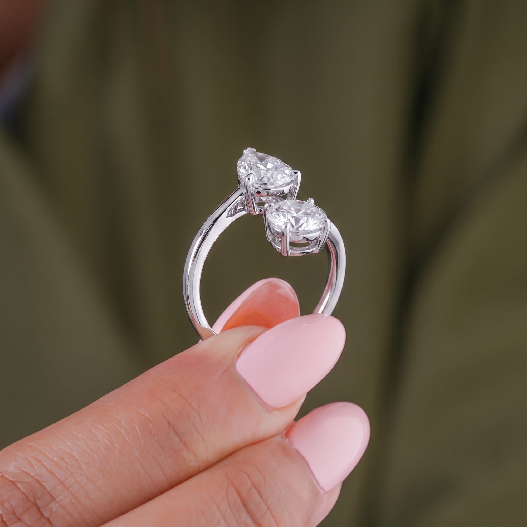 toi et moi diamond ring with open gap ring.
